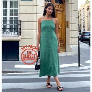 ZARA Linen Blend Midi Dress NWT